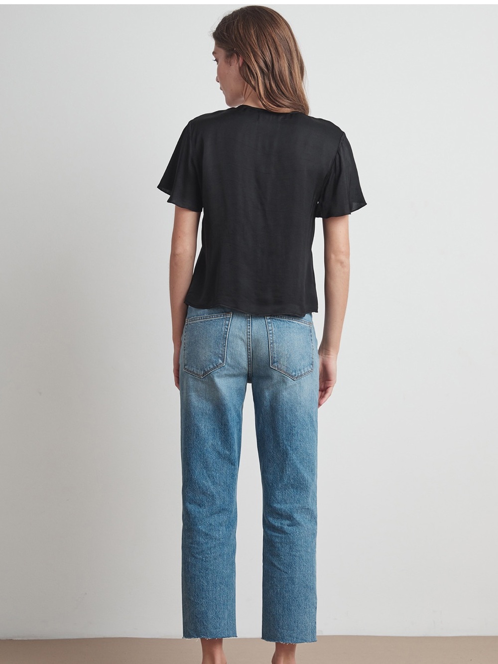 Maisie Button Up Flare Short Sleeve Silk Blouse - Velvet by Graham and Spencer - Picture 2 of 9